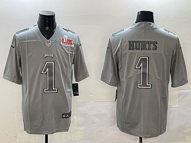 Men Philadelphia Eagles #1 Hurts Grey 2025 Nike Vapor Limited NFL Jersey style 2101